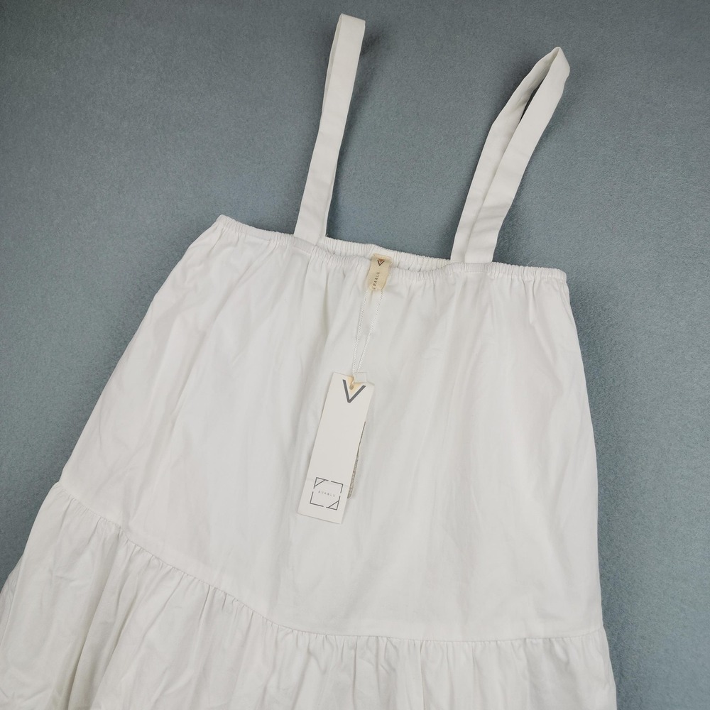AVA & LU Dress Womens Small White Tiered Mini Sleeveless Sundress Casual NWT